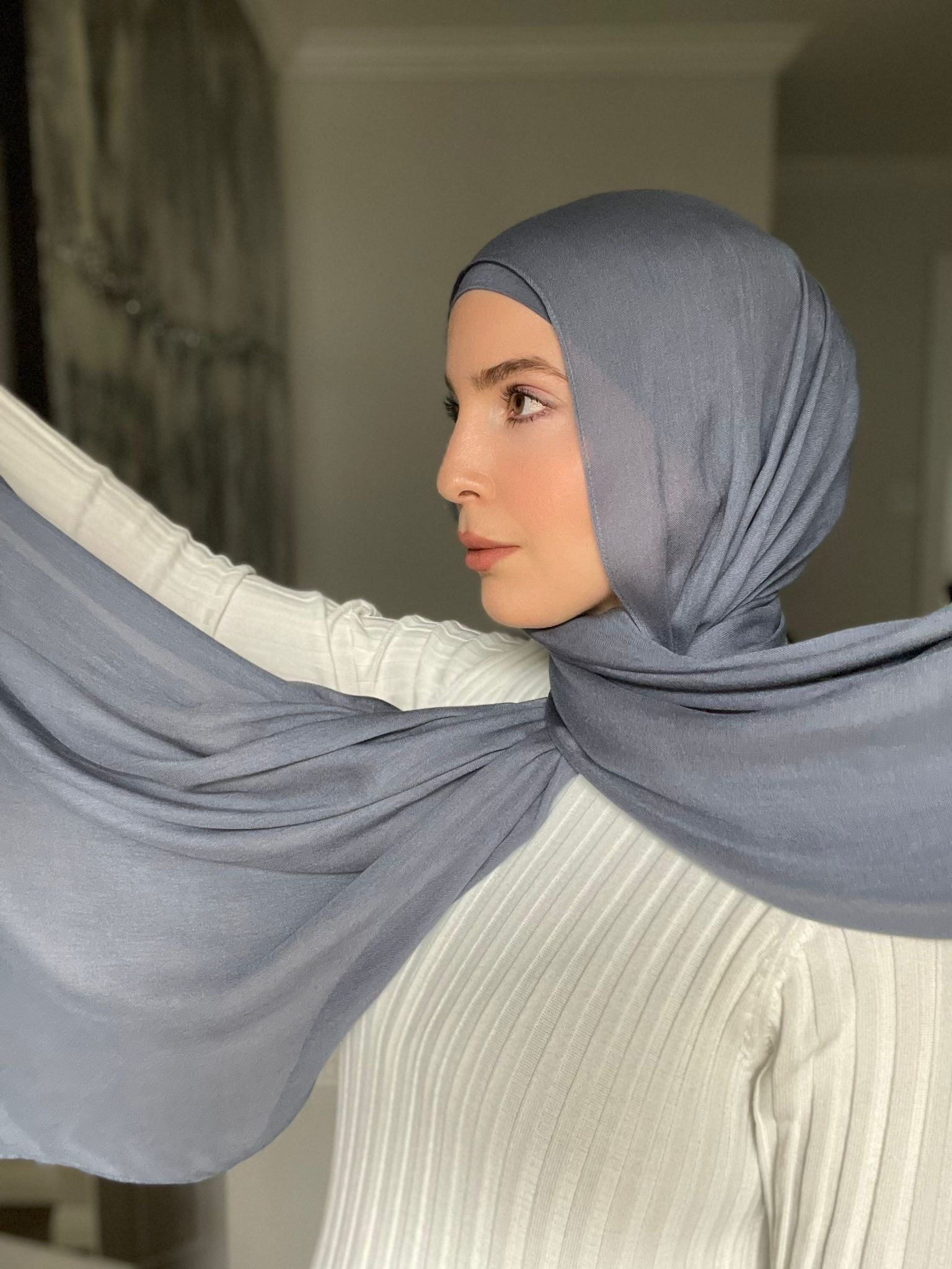 Luxury Matching Modal Hijab & Undercap Set - Demin