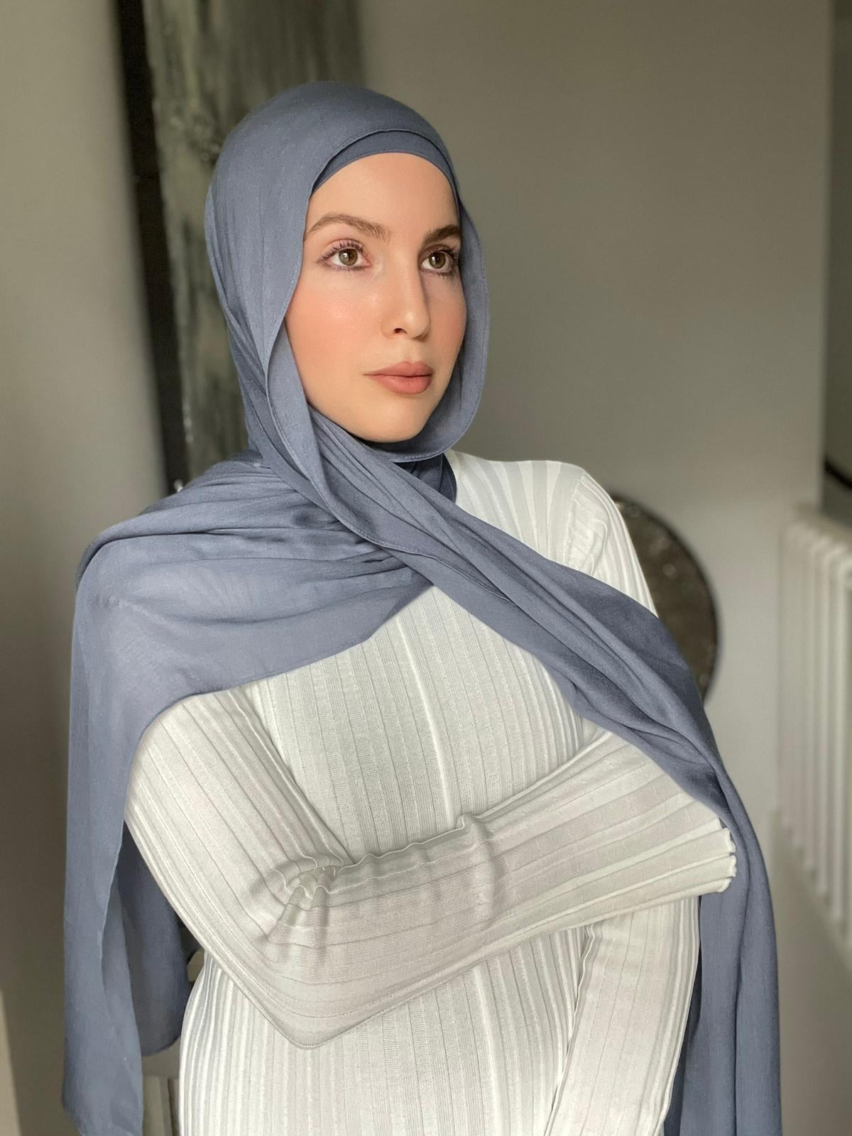 Luxury Matching Modal Hijab & Undercap Set - Demin