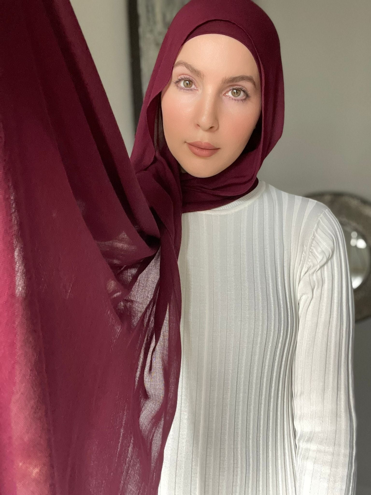 Luxury Matching Modal Hijab & Undercap Set - Majestic Wine