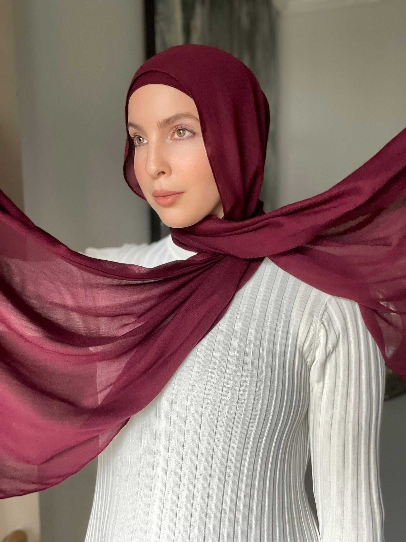 Luxury Matching Modal Hijab & Undercap Set - Majestic Wine