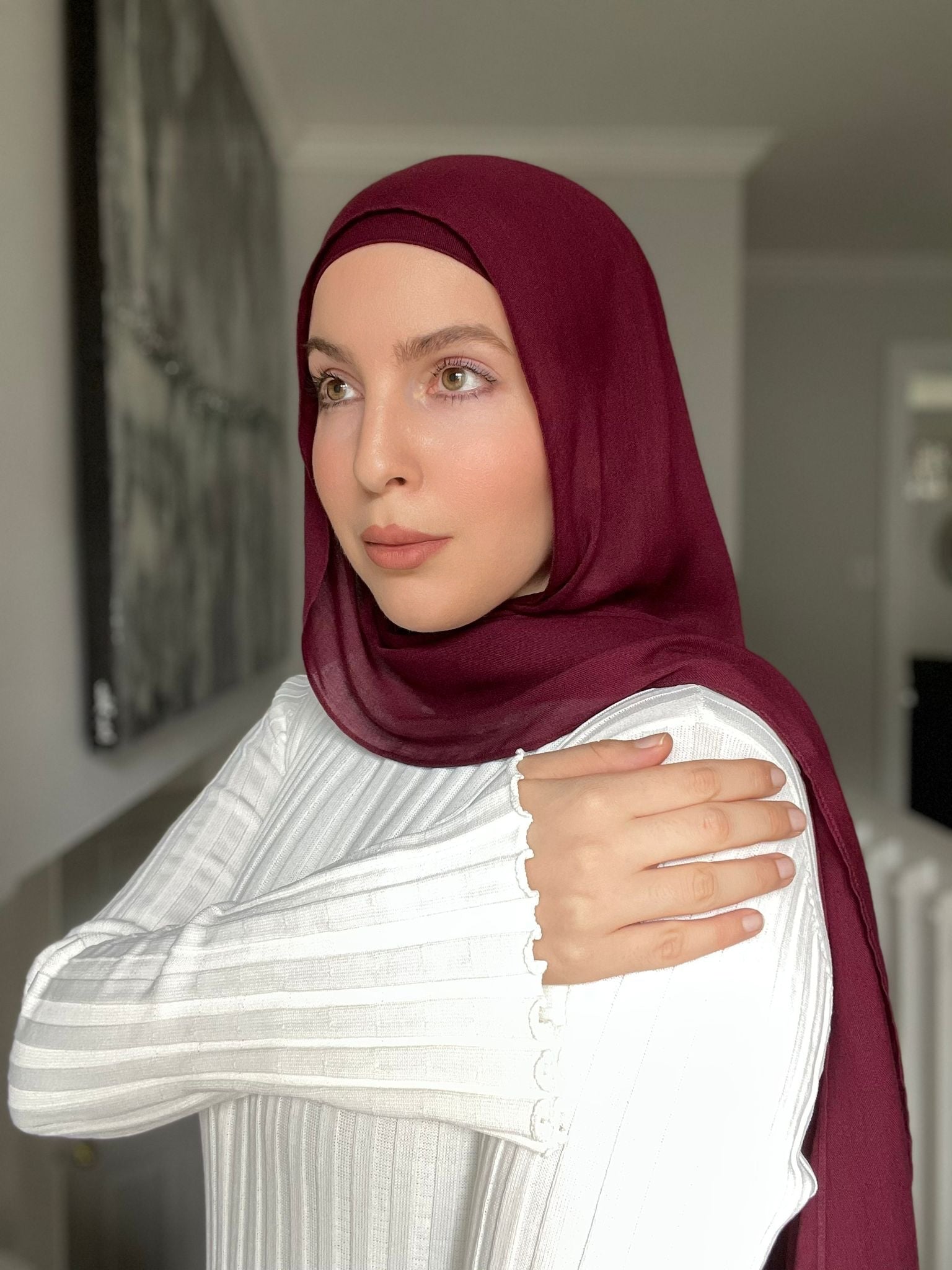 Luxury Matching Modal Hijab & Undercap Set - Majestic Wine