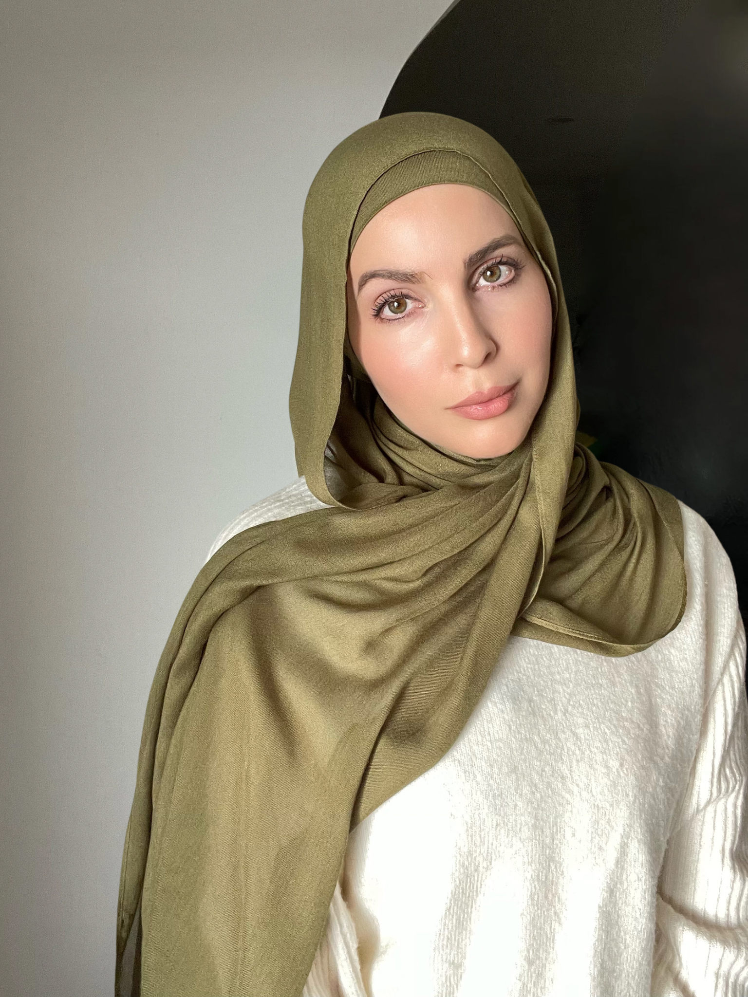 Luxury Matching Modal Hijab & Undercap Set - Olive Tree