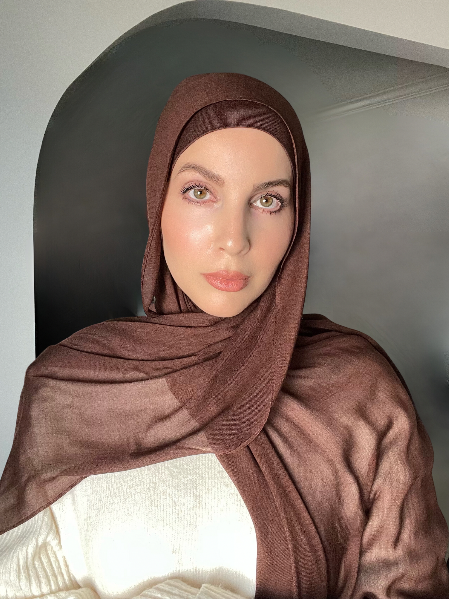 Luxury Matching Modal Hijab & Undercap Set - Arabic Coffee