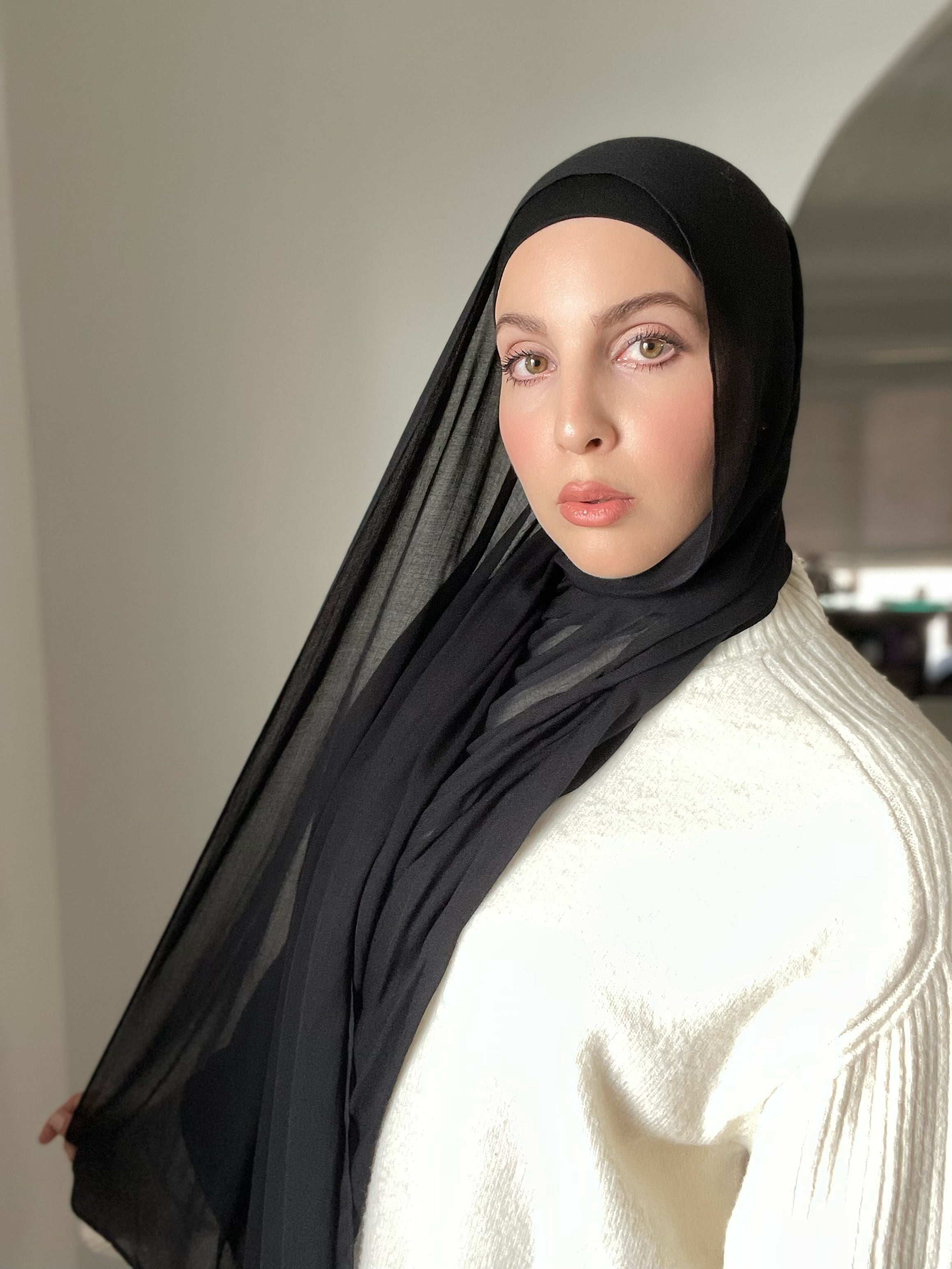 Luxury Matching Modal Hijab & Undercap Set - Black