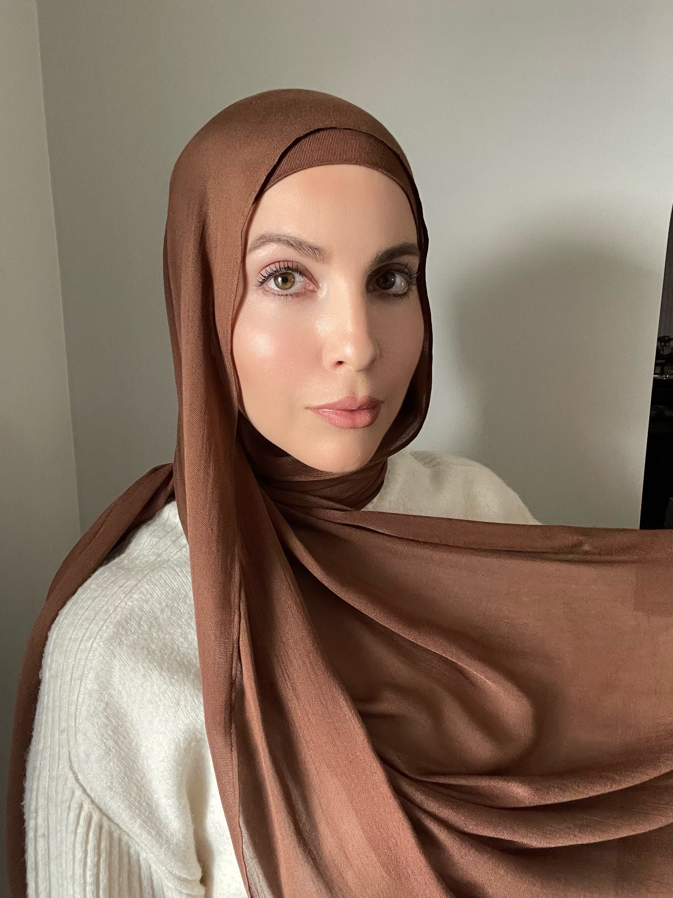 Luxury Matching Modal Hijab & Undercap Set - Cocoa