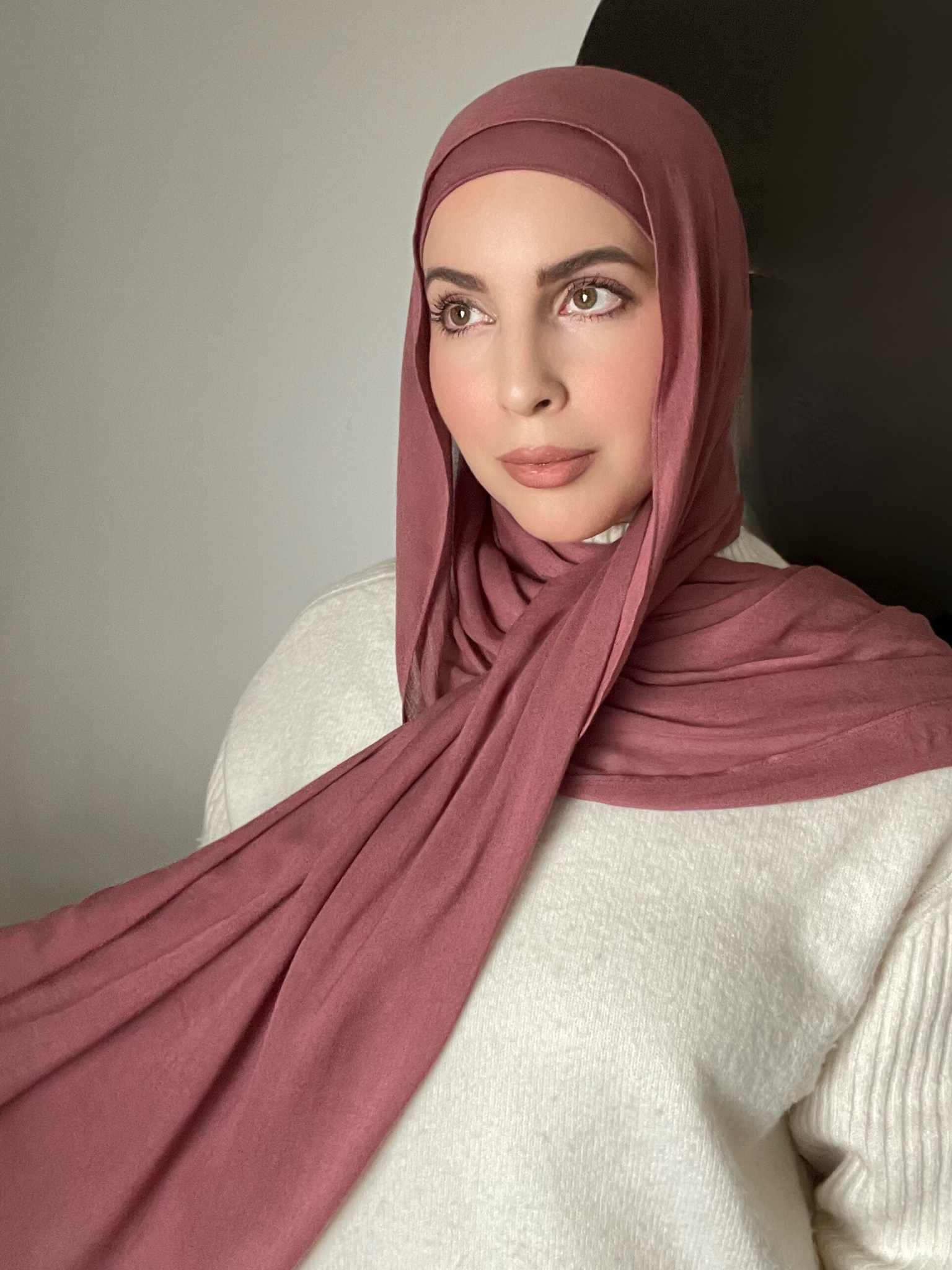 Luxury Matching Modal Hijab & Undercap Set - Rose Clay