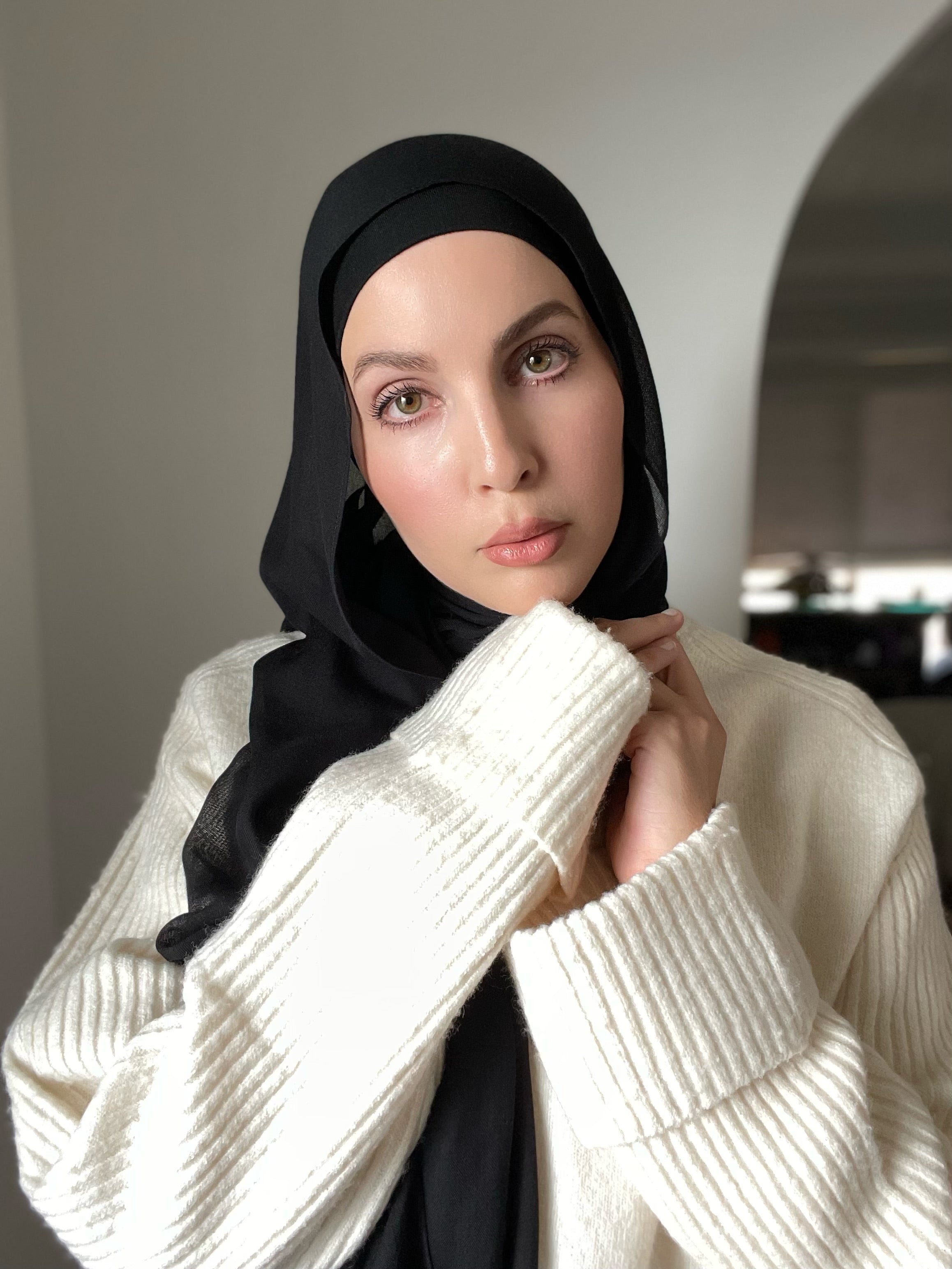 Luxury Matching Modal Hijab & Undercap Set - Black