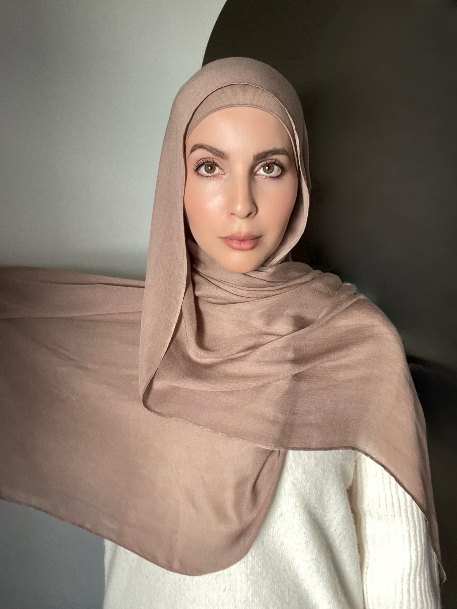 Luxury Matching Modal Hijab & Ninja Cap Set - Sand Dune