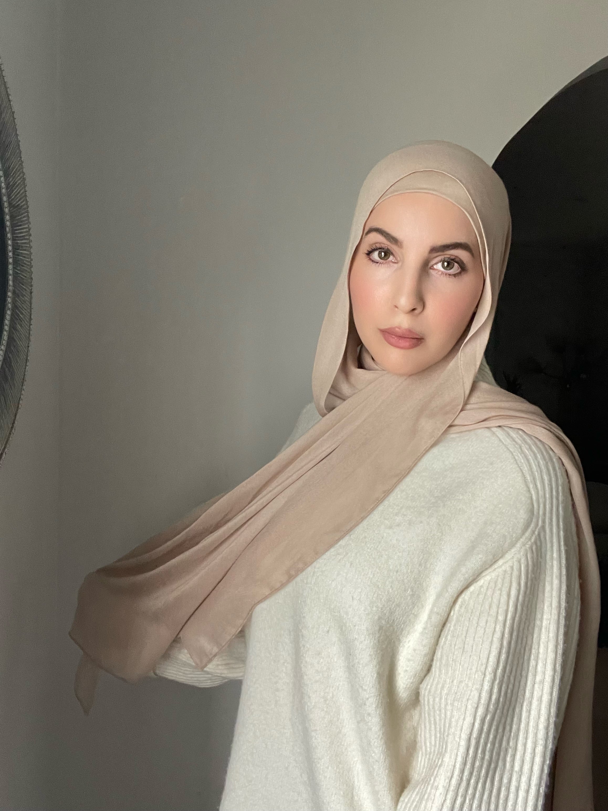 Luxury Matching Modal Hijab & Undercap Set - Taupe