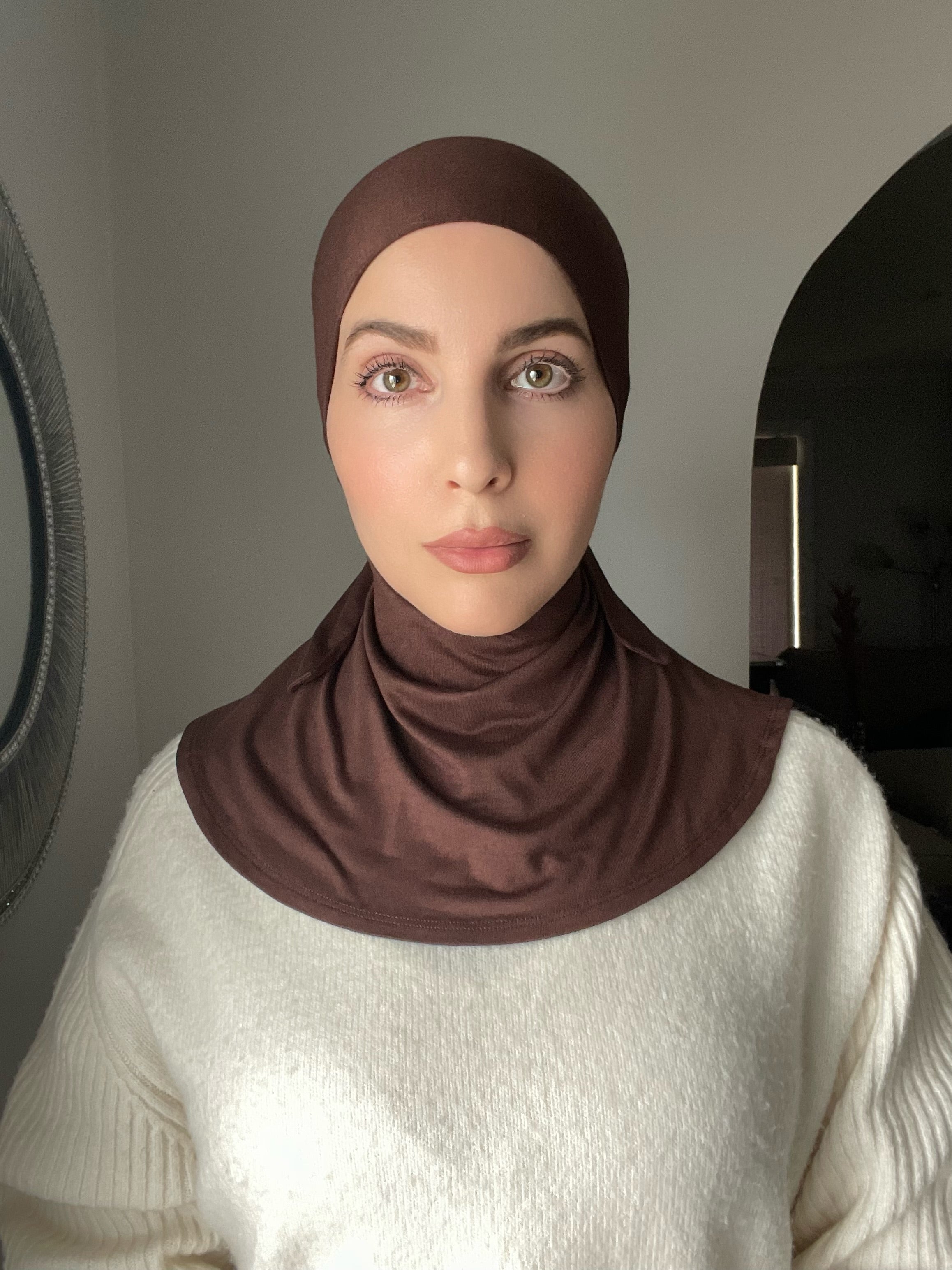 Luxury Matching Modal Hijab & Ninja Cap Set - Arabic Coffee