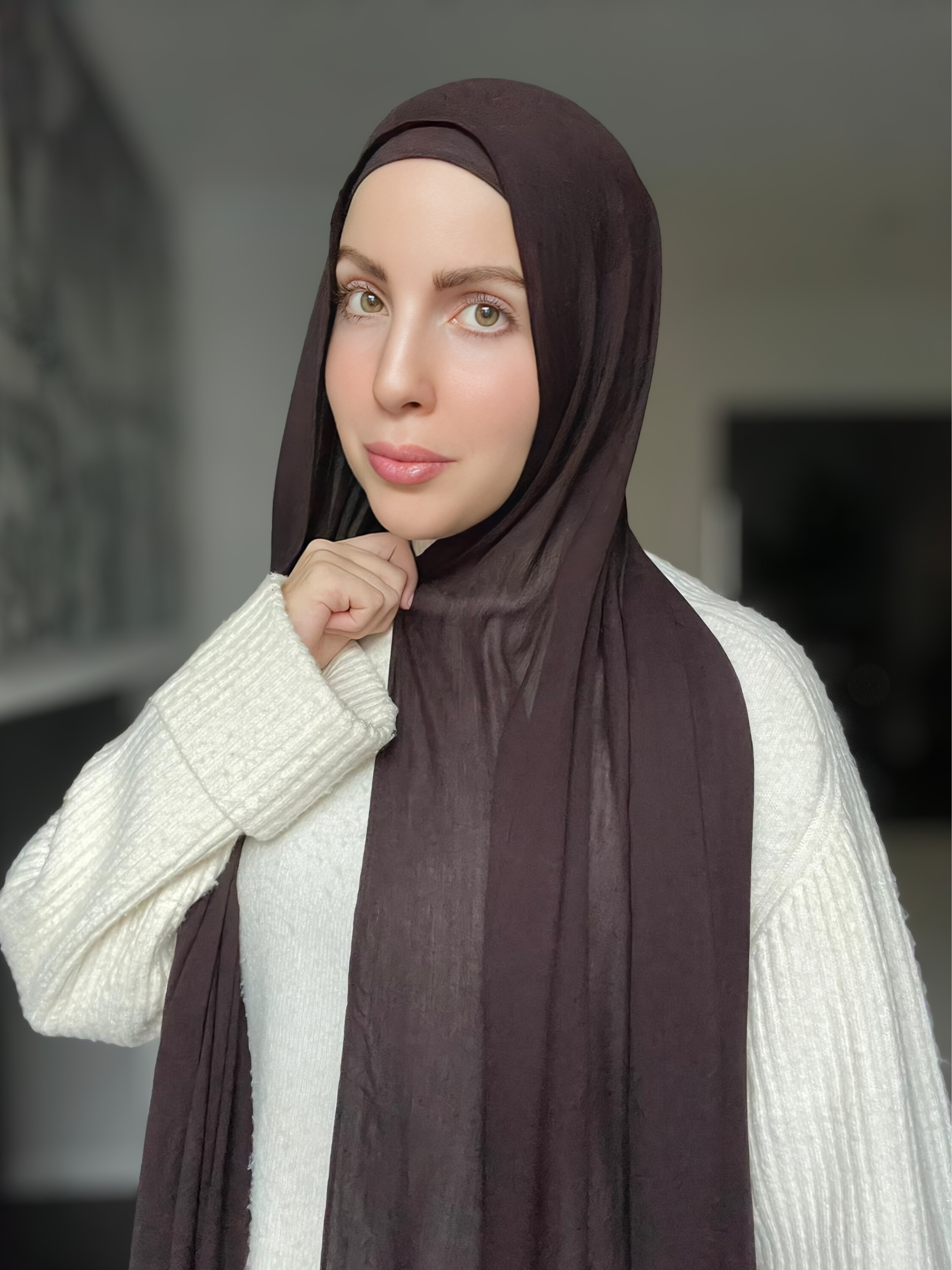 Luxury Matching Modal Hijab & Undercap Set - Deep Oak