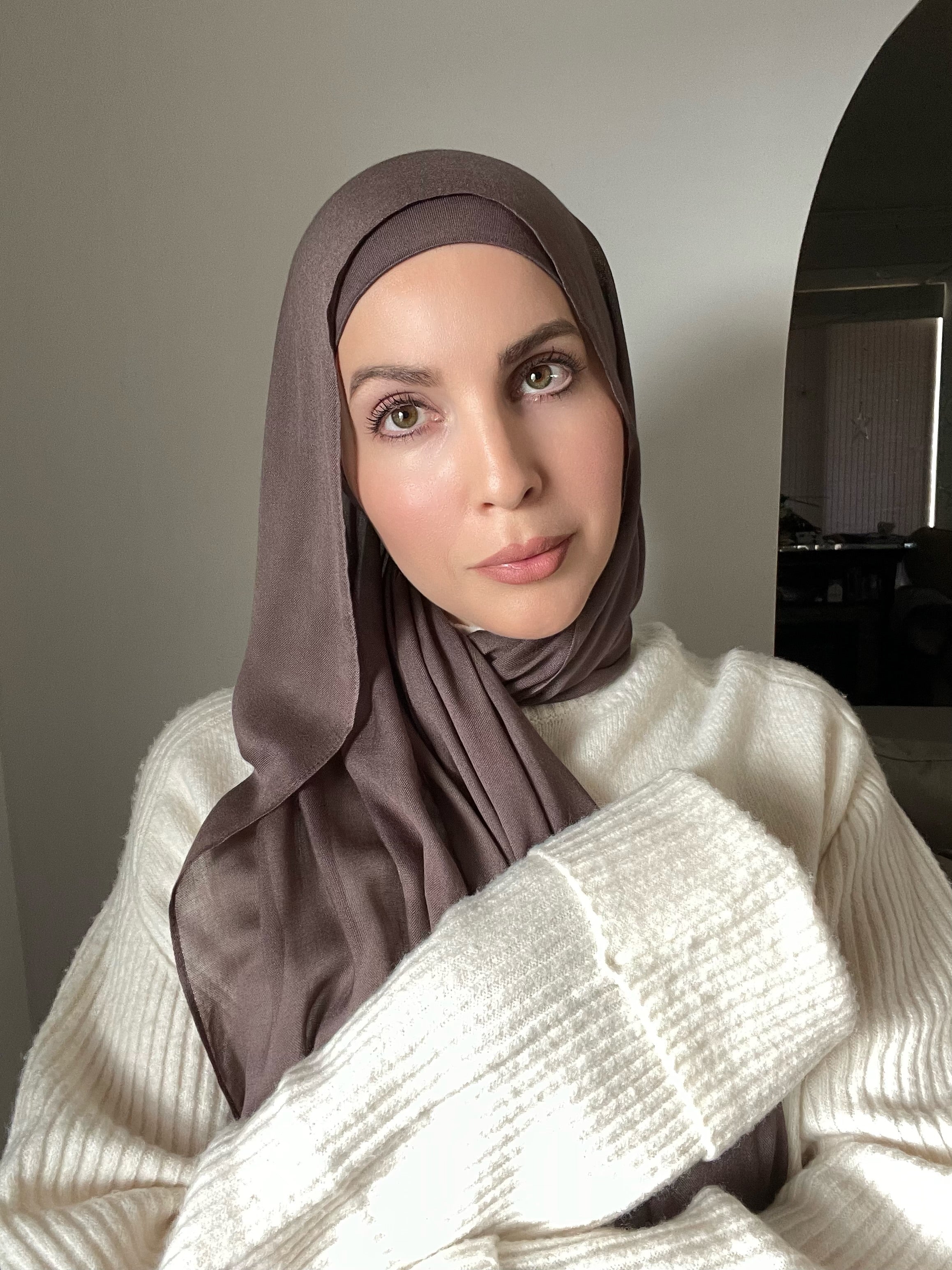 Luxury Matching Modal Hijab & Undercap Set - Truffle