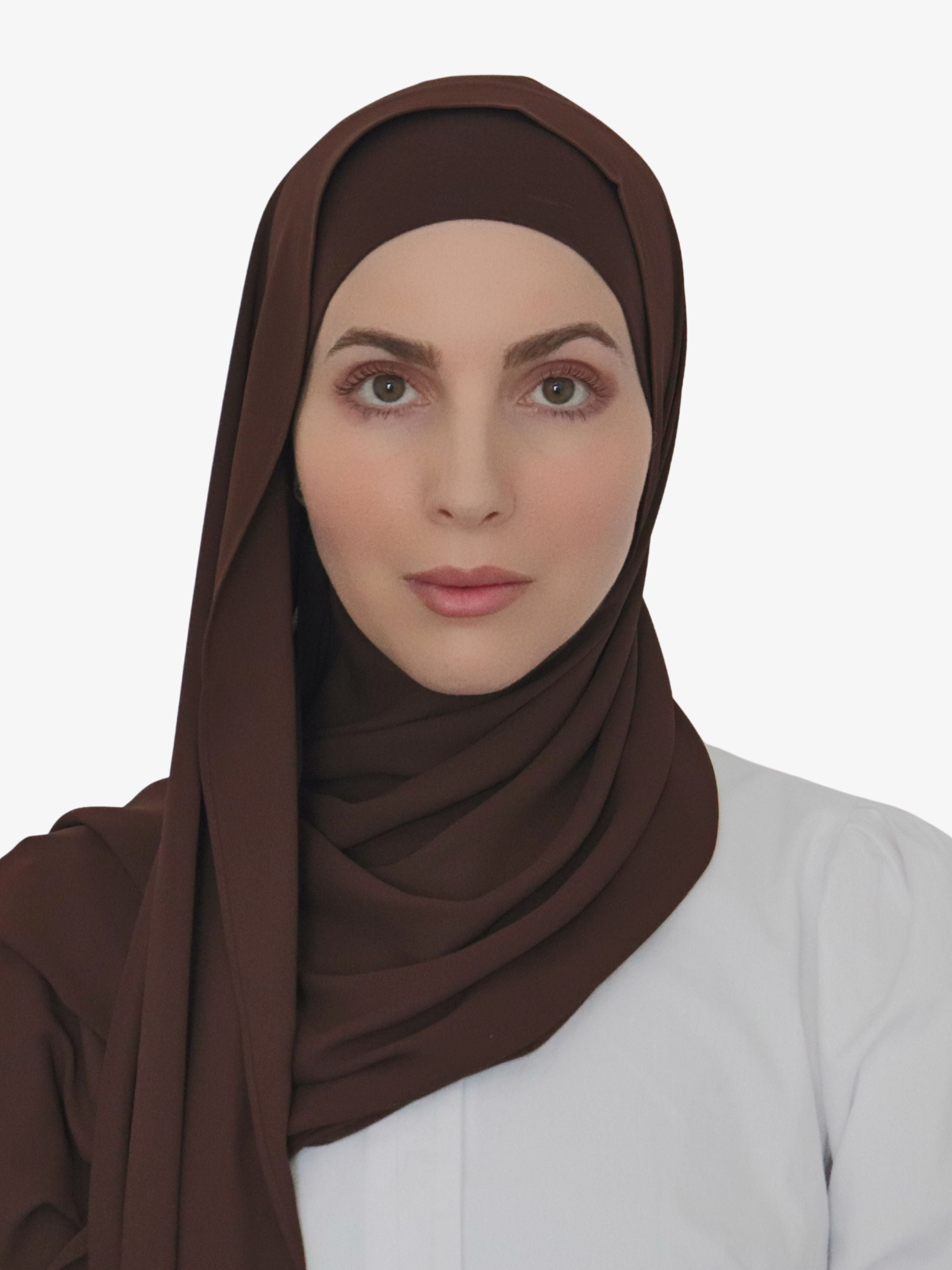 chiffon matching hijab and undercap set canada brown