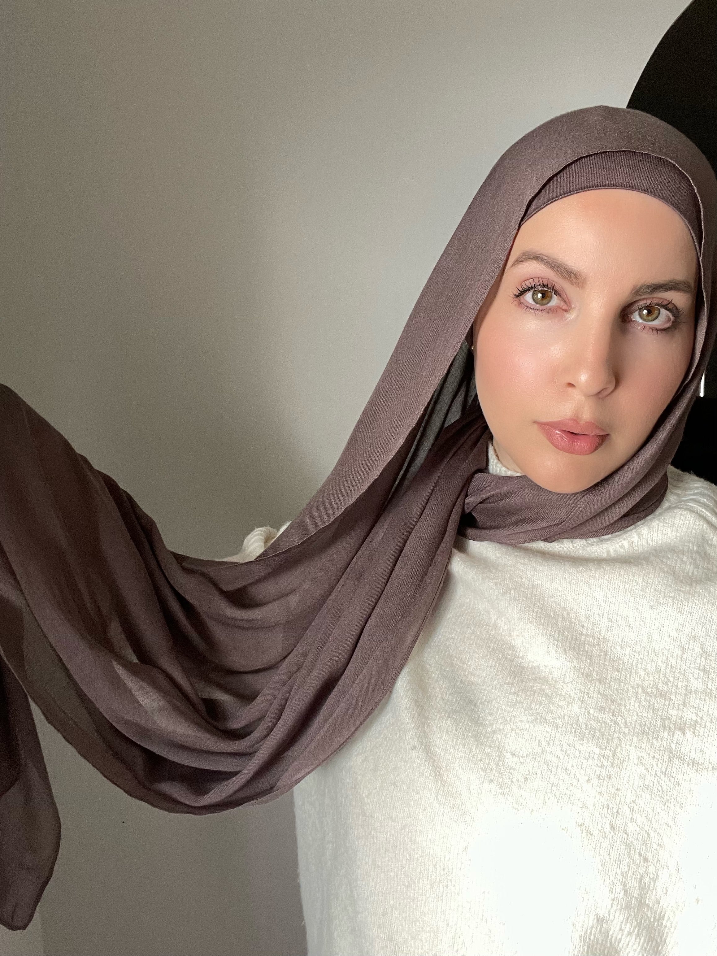 Luxury Matching Modal Hijab & Undercap Set - Truffle