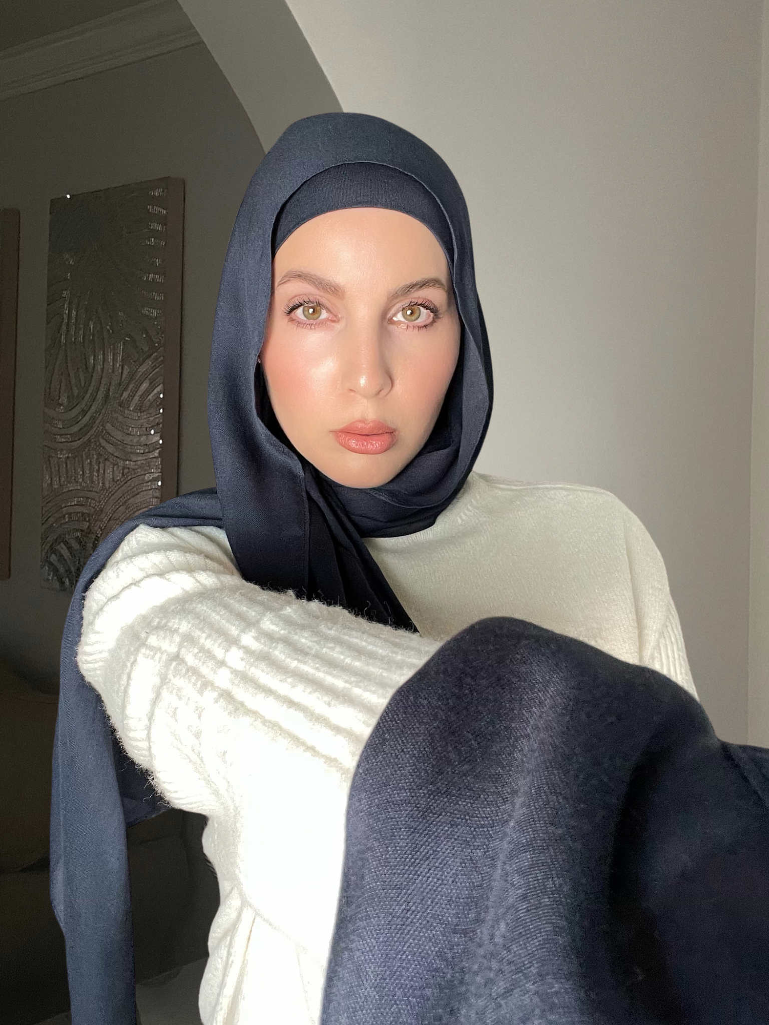 Luxury Matching Modal Hijab & Undercap Set - Navy