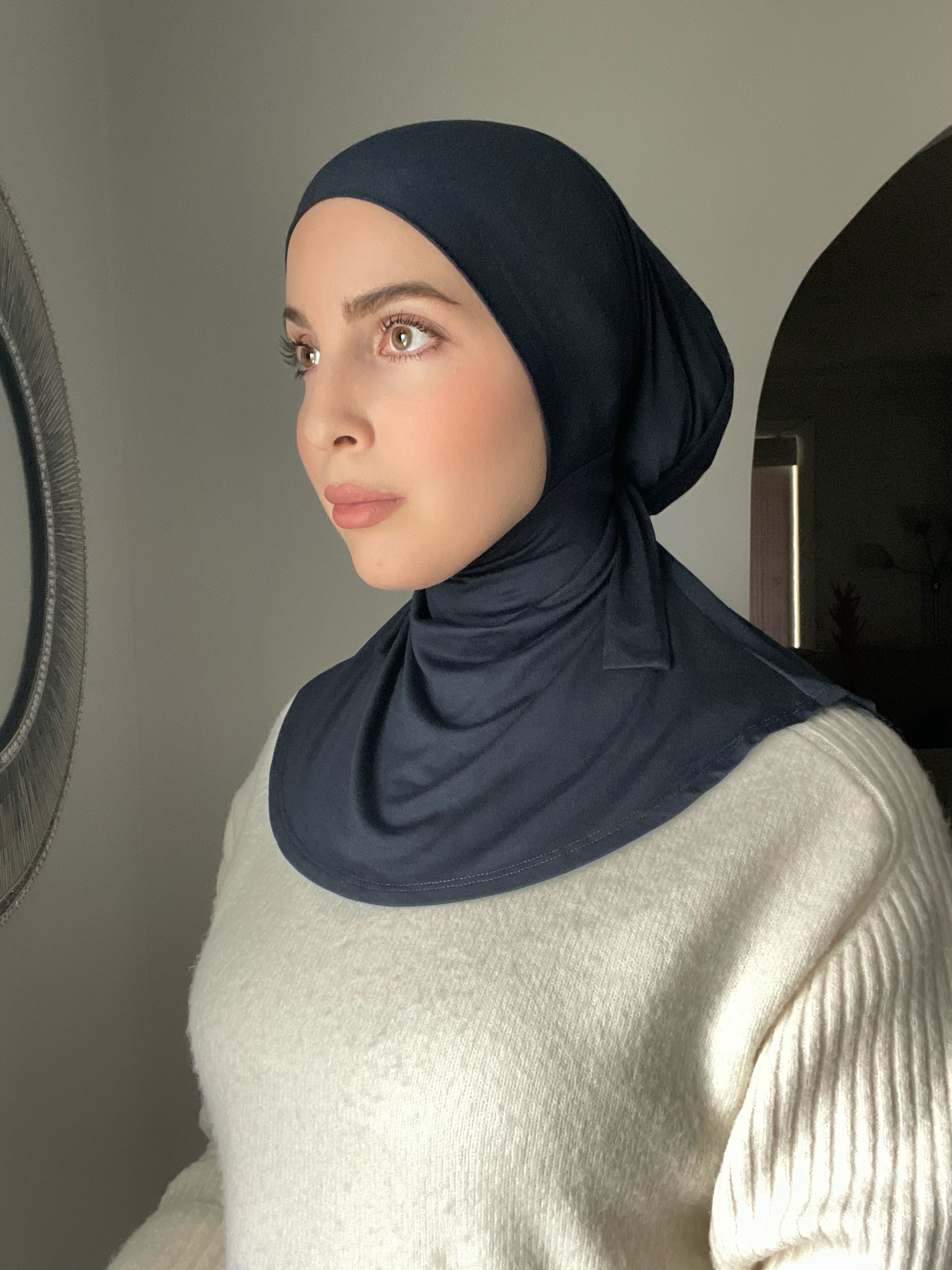 Luxury Matching Modal Hijab & Ninja Cap Set - Navy