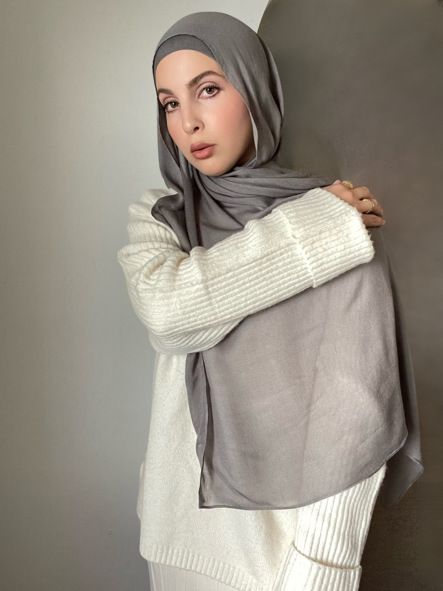 Luxury Matching Modal Hijab & Undercap Set - Charcoal