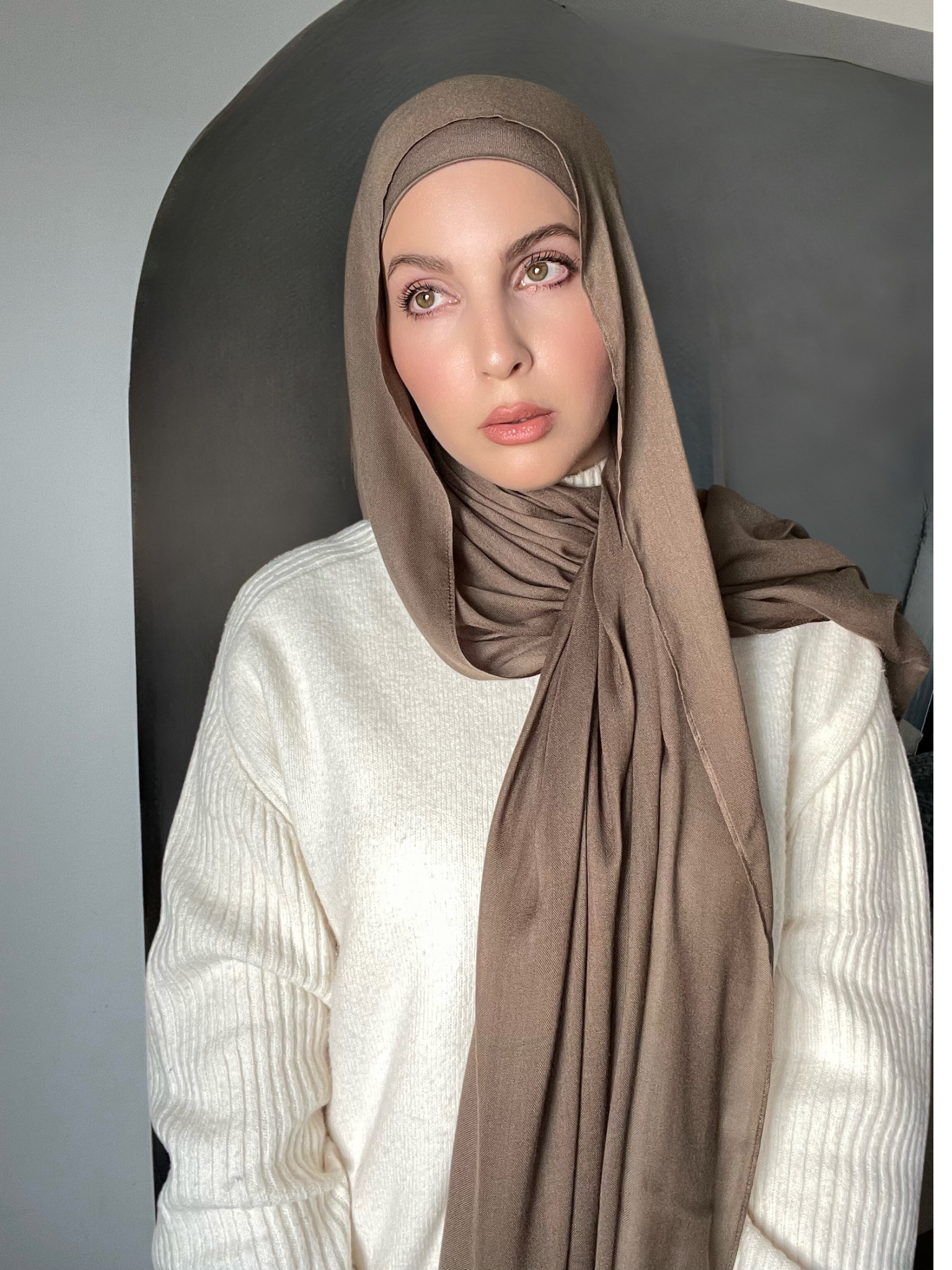 Luxury Matching Modal Hijab & Ninja Cap Set - Bark