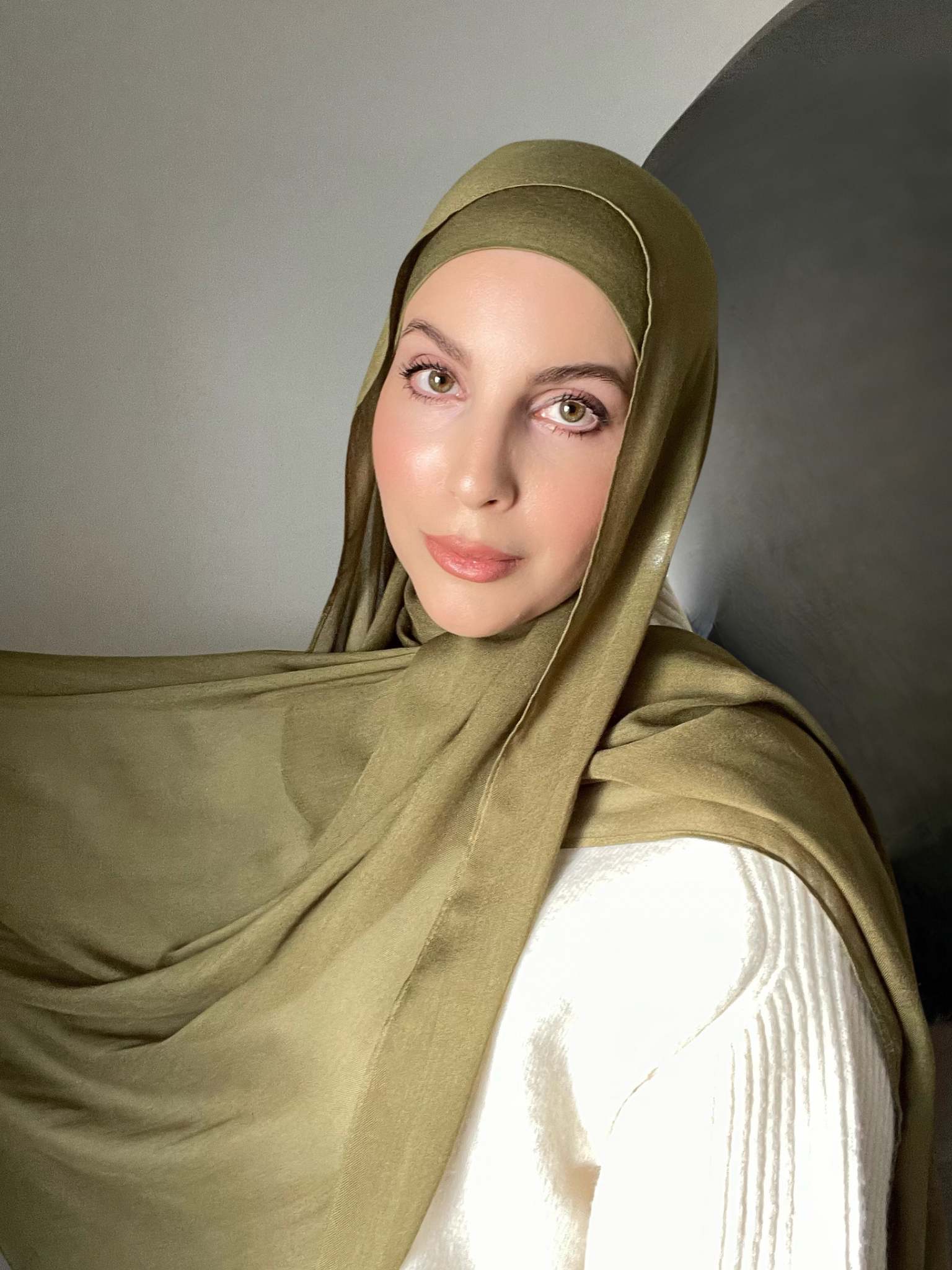 Luxury Matching Modal Hijab & Undercap Set - Olive Tree