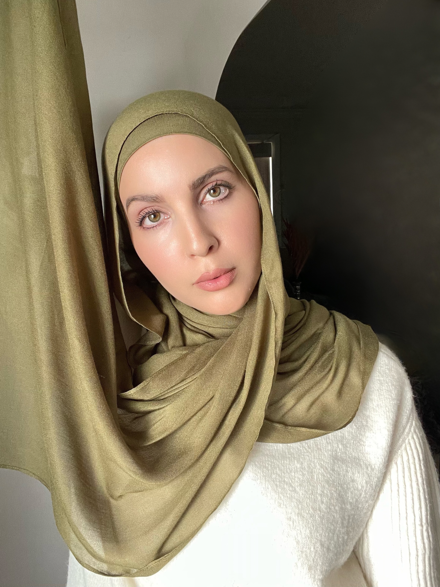 Luxury Matching Modal Hijab & Undercap Set - Olive Tree