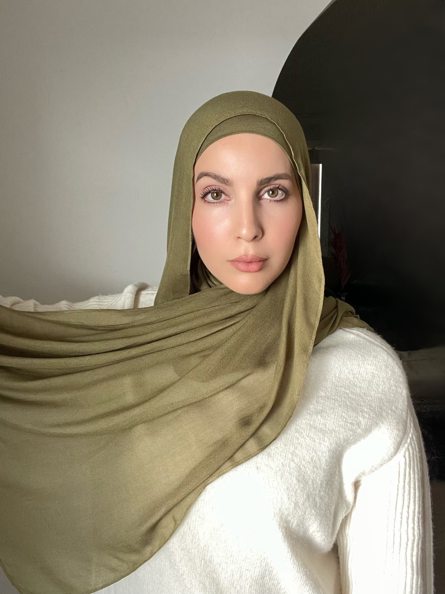 Luxury Matching Modal Hijab & Undercap Set - Olive Tree