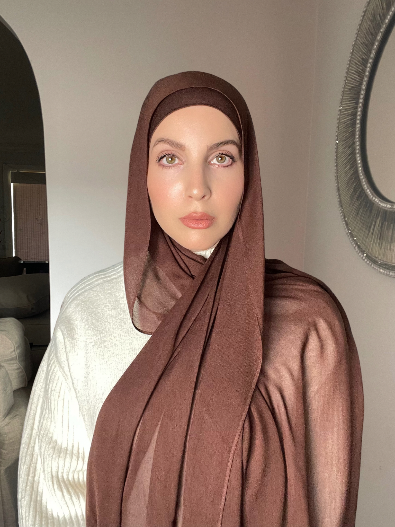 Luxury Matching Modal Hijab & Undercap Set - Arabic Coffee