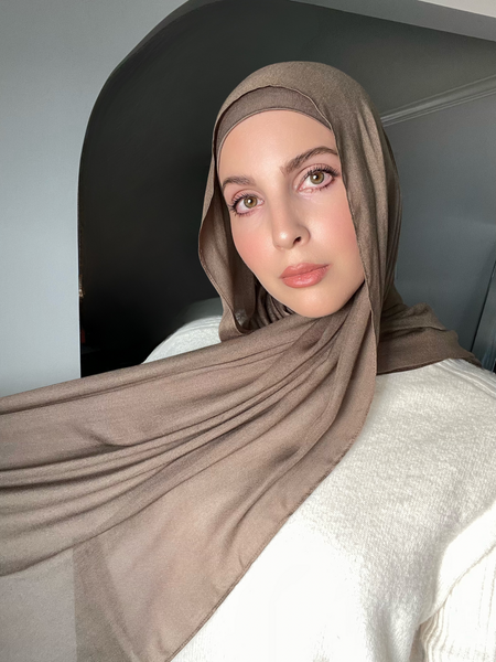 Luxury Matching Modal Hijab & Ninja Cap Set - Bark