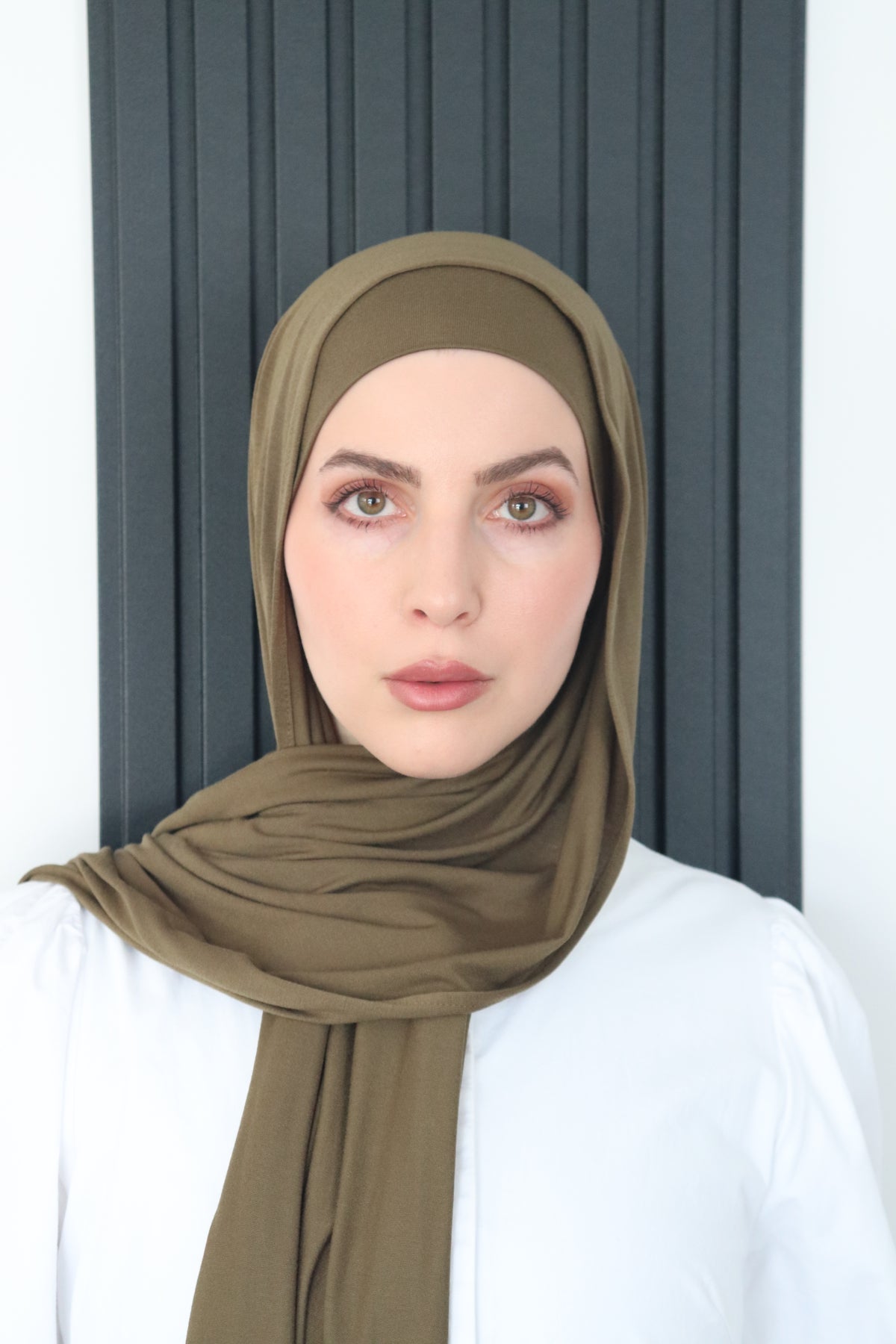 Classic Matching Jersey Hijab Set - Olive display picture 1